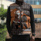 DR Congo Christmas Santa Gorilla Sleeveless Puffer Jacket Kuba Inspired Geometric Pattern
