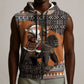 DR Congo Christmas Santa Gorilla Sleeveless Zip Hoodie Kuba Inspired Geometric Pattern