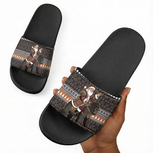DR Congo Christmas Santa Gorilla Slide Sandals Kuba Inspired Geometric Pattern