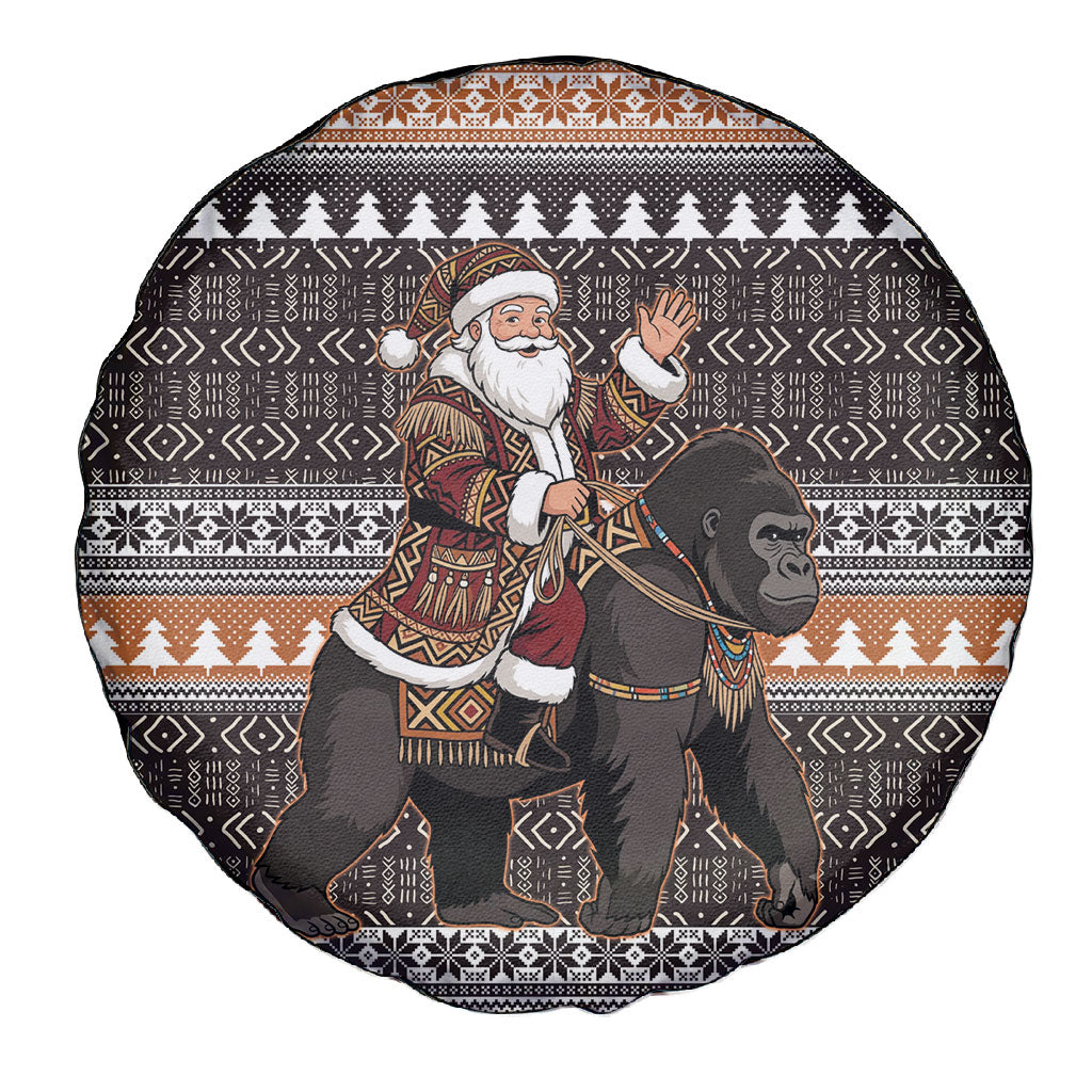 DR Congo Christmas Santa Gorilla Spare Tire Cover Kuba Inspired Geometric Pattern