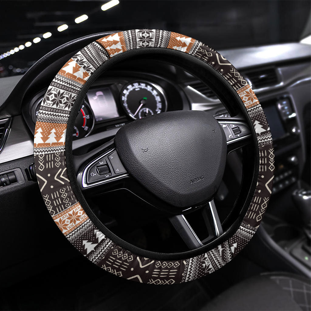 DR Congo Christmas Santa Gorilla Steering Wheel Cover Kuba Inspired Geometric Pattern