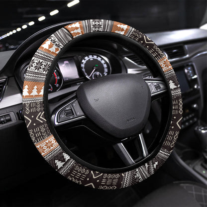 DR Congo Christmas Santa Gorilla Steering Wheel Cover Kuba Inspired Geometric Pattern