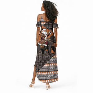 DR Congo Christmas Santa Gorilla Summer Maxi Dress Kuba Inspired Geometric Pattern
