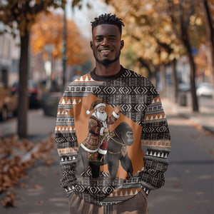 DR Congo Christmas Santa Gorilla Sweatshirt Kuba Inspired Geometric Pattern