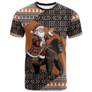 DR Congo Christmas Santa Gorilla T shirt Kuba Inspired Geometric Pattern