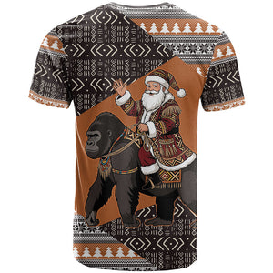 DR Congo Christmas Santa Gorilla T shirt Kuba Inspired Geometric Pattern
