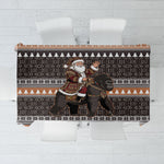 DR Congo Christmas Santa Gorilla Tablecloth Kuba Inspired Geometric Pattern