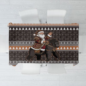 DR Congo Christmas Santa Gorilla Tablecloth Kuba Inspired Geometric Pattern