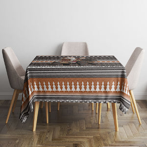 DR Congo Christmas Santa Gorilla Tablecloth Kuba Inspired Geometric Pattern