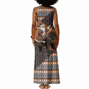 DR Congo Christmas Santa Gorilla Tank Maxi Dress Kuba Inspired Geometric Pattern