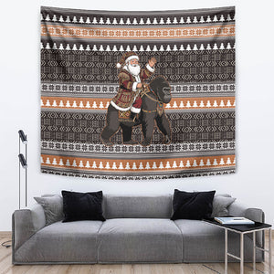 DR Congo Christmas Santa Gorilla Tapestry Kuba Inspired Geometric Pattern