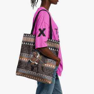 DR Congo Christmas Santa Gorilla Tote Bag Kuba Inspired Geometric Pattern