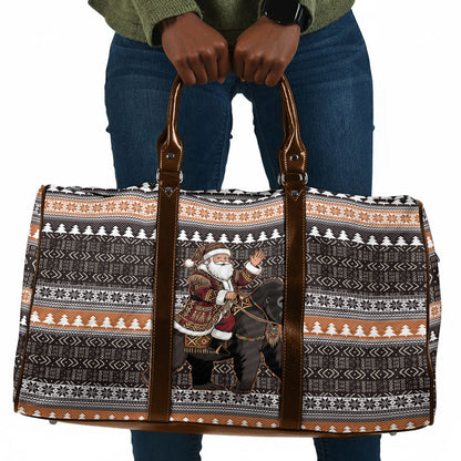 DR Congo Christmas Santa Gorilla Travel Bag Kuba Inspired Geometric Pattern