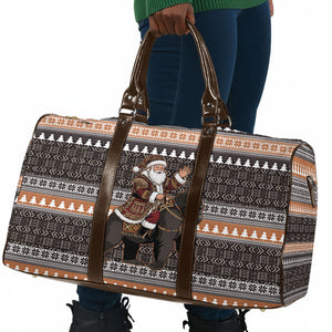 DR Congo Christmas Santa Gorilla Travel Bag Kuba Inspired Geometric Pattern