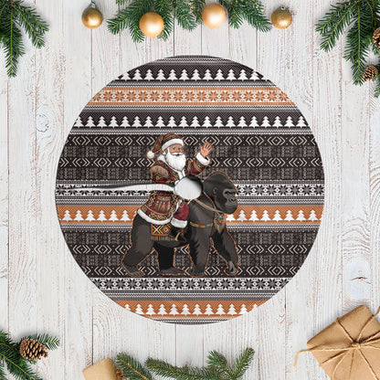 DR Congo Christmas Santa Gorilla Tree Skirt Kuba Inspired Geometric Pattern