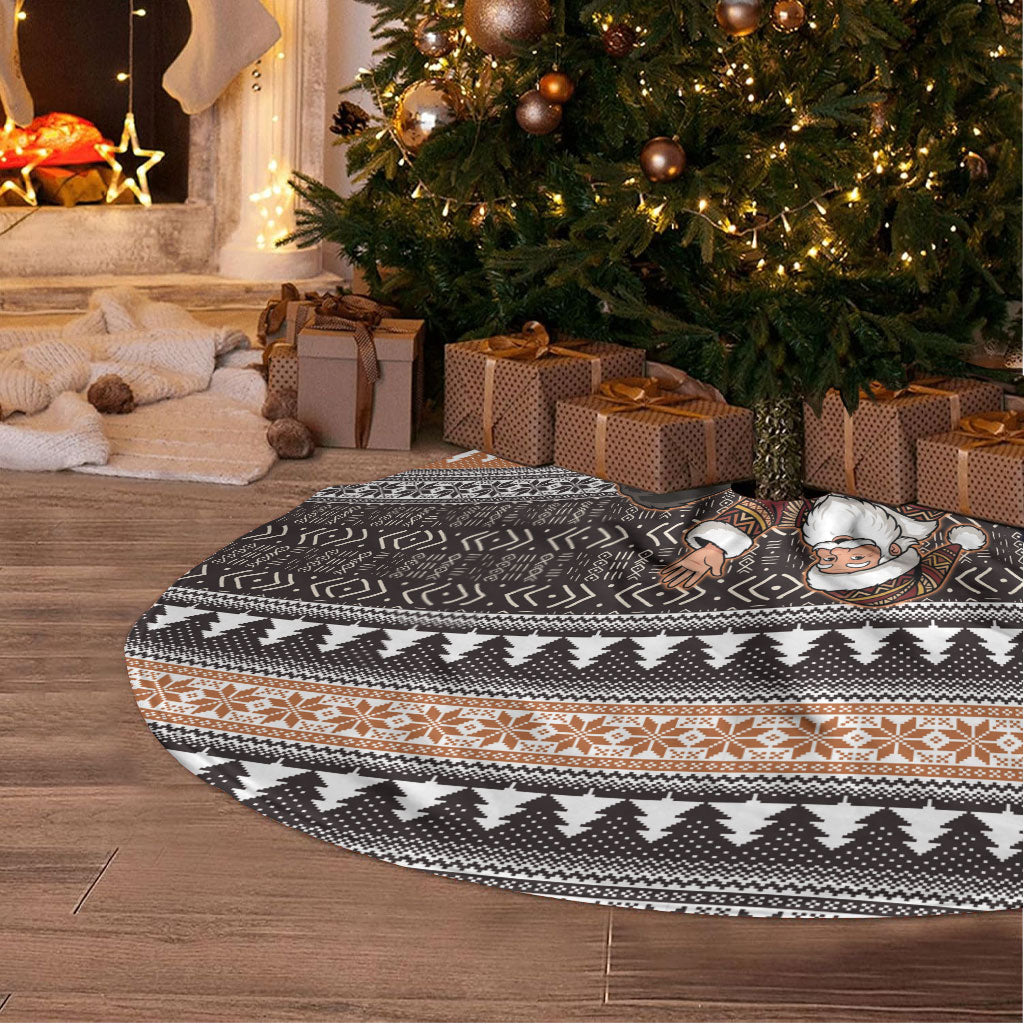 DR Congo Christmas Santa Gorilla Tree Skirt Kuba Inspired Geometric Pattern