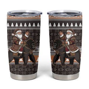 DR Congo Christmas Santa Gorilla Tumbler Cup Kuba Inspired Geometric Pattern