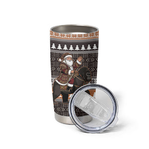 DR Congo Christmas Santa Gorilla Tumbler Cup Kuba Inspired Geometric Pattern