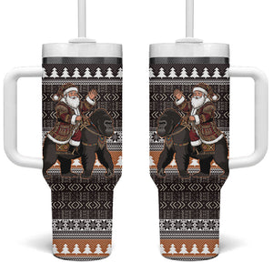 DR Congo Christmas Santa Gorilla Tumbler With Handle Kuba Inspired Geometric Pattern