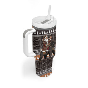 DR Congo Christmas Santa Gorilla Tumbler With Handle Kuba Inspired Geometric Pattern