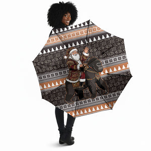 DR Congo Christmas Santa Gorilla Umbrella Kuba Inspired Geometric Pattern
