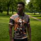 DR Congo Christmas Santa Gorilla Zipper Polo Shirt Kuba Inspired Geometric Pattern