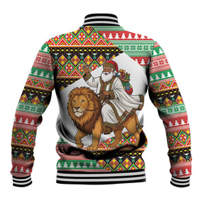 Ethiopia Christmas Santa Lion Baseball Jacket Habesha Kemis Woven Border