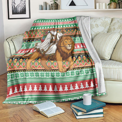 Ethiopia Christmas Santa Lion Blanket Habesha Kemis Woven Border