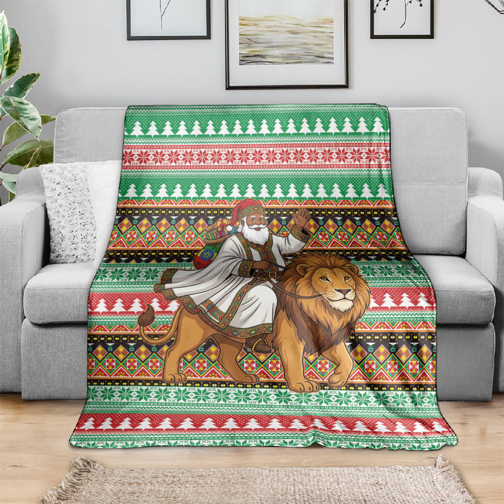 Ethiopia Christmas Santa Lion Blanket Habesha Kemis Woven Border