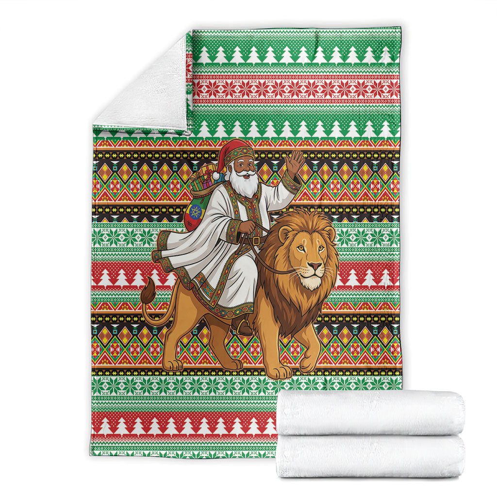 Ethiopia Christmas Santa Lion Blanket Habesha Kemis Woven Border