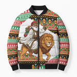 Ethiopia Christmas Santa Lion Bomber Puffer Jacket Habesha Kemis Woven Border