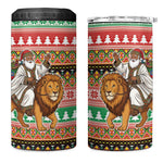 Ethiopia Christmas Santa Lion 4 in 1 Can Cooler Tumbler Habesha Kemis Woven Border