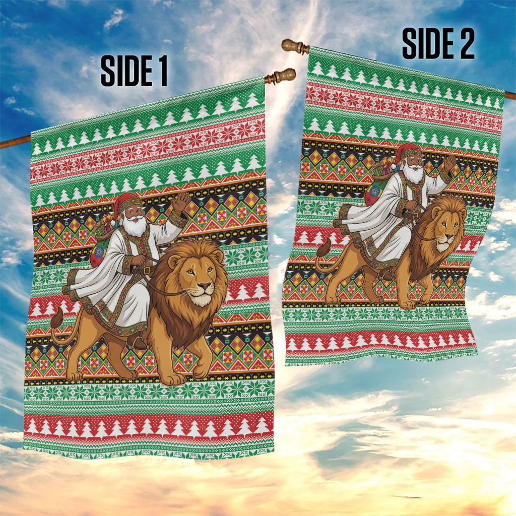 Ethiopia Christmas Santa Lion Garden Flag Habesha Kemis Woven Border