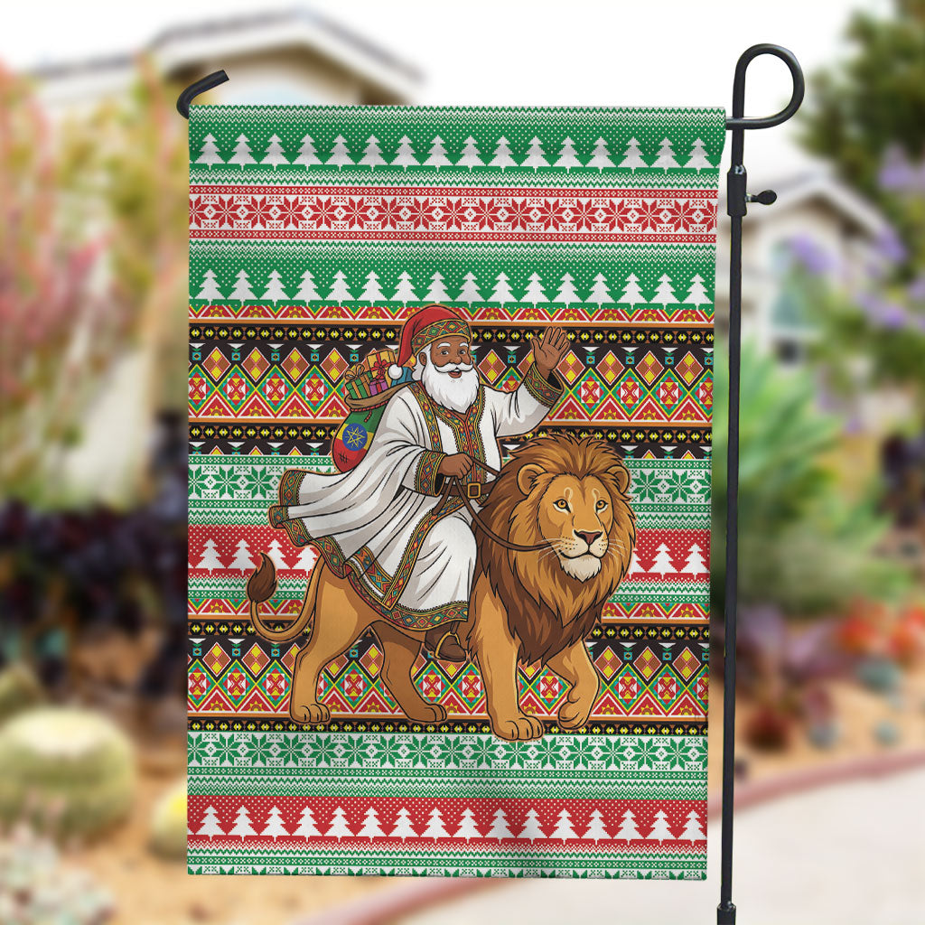 Ethiopia Christmas Santa Lion Garden Flag Habesha Kemis Woven Border