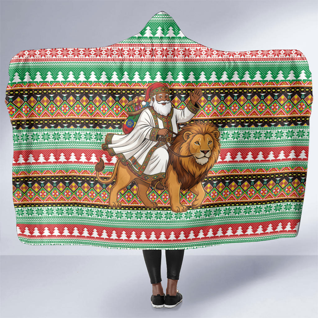Ethiopia Christmas Santa Lion Hooded Blanket Habesha Kemis Woven Border