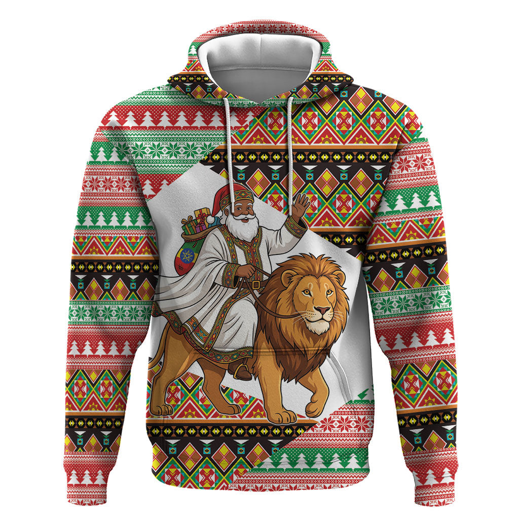 Ethiopia Christmas Santa Lion Hoodie Habesha Kemis Woven Border