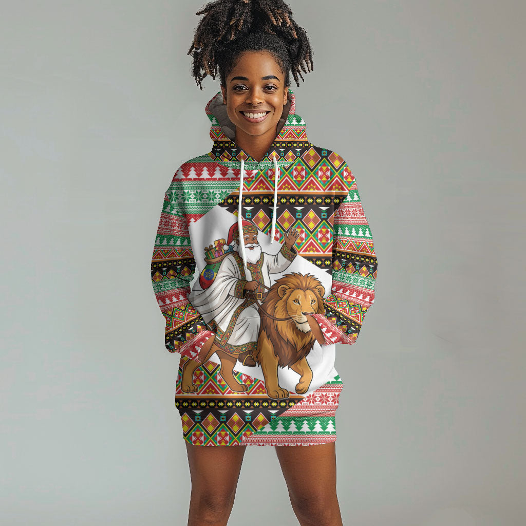 Ethiopia Christmas Santa Lion Hoodie Dress Habesha Kemis Woven Border