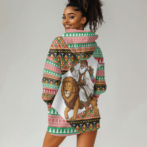 Ethiopia Christmas Santa Lion Hoodie Dress Habesha Kemis Woven Border
