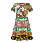 Ethiopia Christmas Santa Lion Kid Short Sleeve Dress Habesha Kemis Woven Border