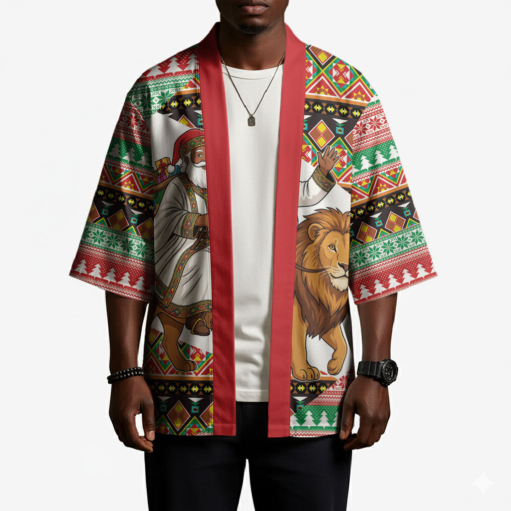Ethiopia Christmas Santa Lion Kimono Habesha Kemis Woven Border