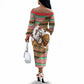 Ethiopia Christmas Santa Lion Off The Shoulder Long Sleeve Dress Habesha Kemis Woven Border