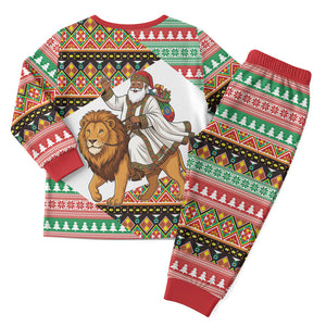 Ethiopia Christmas Santa Lion Christmas Pajama Set Habesha Kemis Woven Border