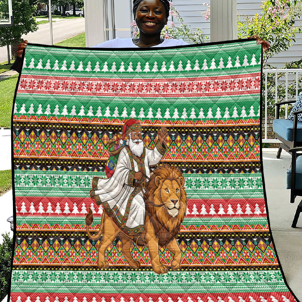 Ethiopia Christmas Santa Lion Quilt Habesha Kemis Woven Border