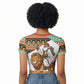 Ethiopia Christmas Santa Lion Raglan Cropped T shirt Habesha Kemis Woven Border