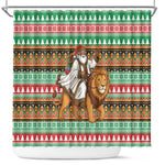 Ethiopia Christmas Santa Lion Shower Curtain Habesha Kemis Woven Border