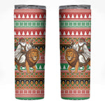 Ethiopia Christmas Santa Lion Skinny Tumbler Habesha Kemis Woven Border