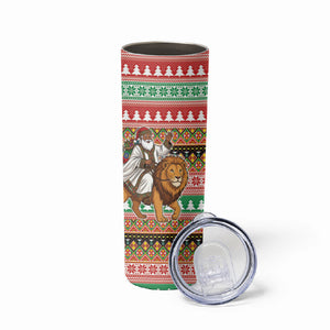 Ethiopia Christmas Santa Lion Skinny Tumbler Habesha Kemis Woven Border