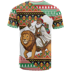 Ethiopia Christmas Santa Lion T shirt Habesha Kemis Woven Border