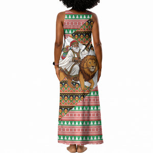 Ethiopia Christmas Santa Lion Tank Maxi Dress Habesha Kemis Woven Border