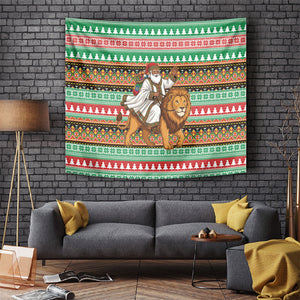 Ethiopia Christmas Santa Lion Tapestry Habesha Kemis Woven Border